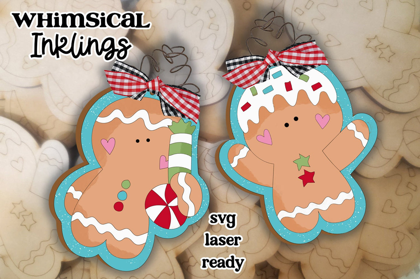 Bitty Gingers Ornament SVG Set| Christmas SVG| Laser Cut Christmas Gingerbread| Glow forge| Ornament SVG