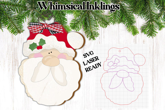 Santa Face Ornament SVG| Santa Claus SVG| Laser Cut Santa Ornament| Glow forge| Ornament SVG