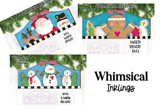 Christmas Trio Sign Set SVG| Laser Cut Christmas Sign| Glow forge| Snowman SVG