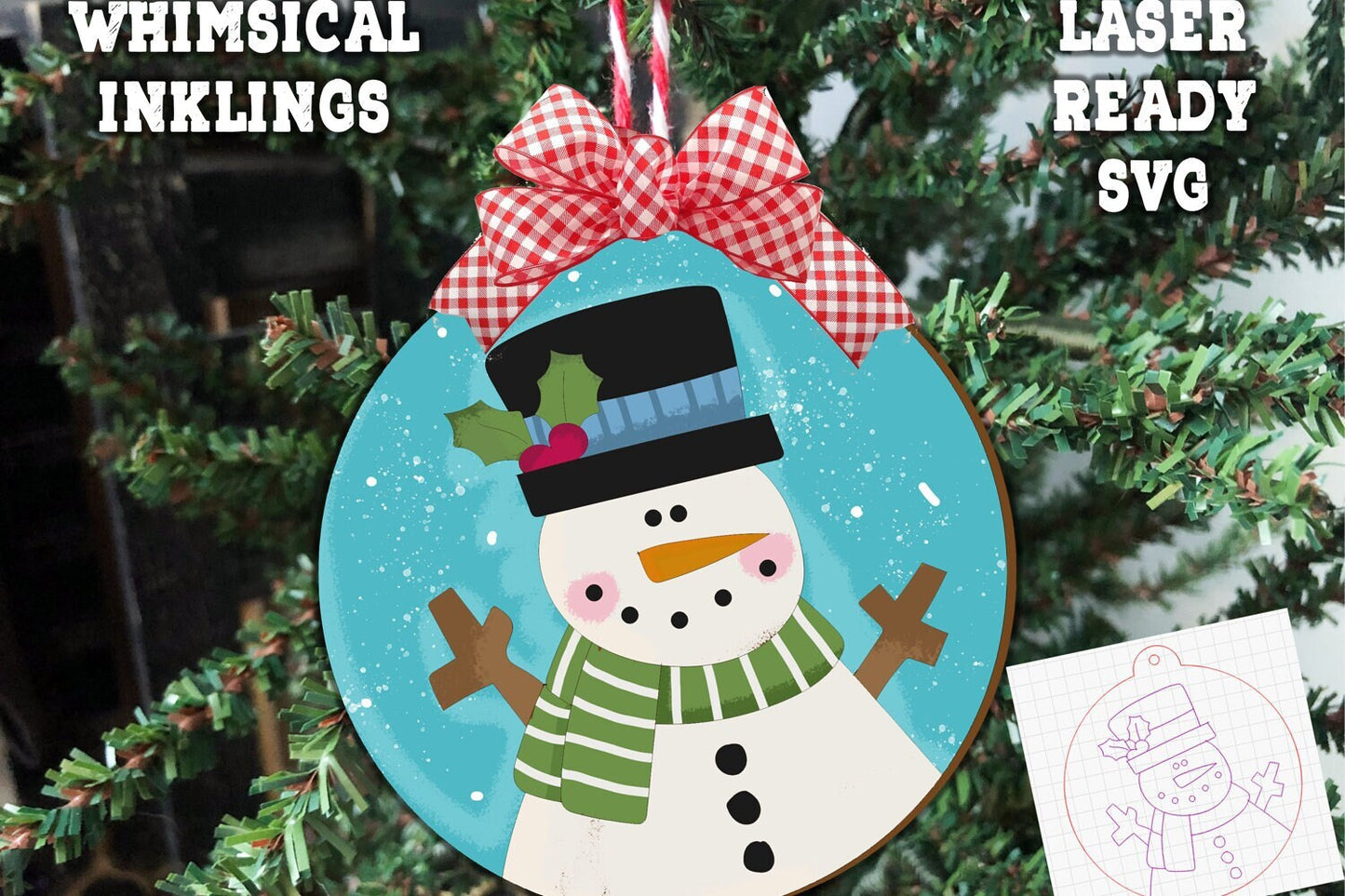 Mr. Snowman Ornament SVG| Laser Cut Snowman Ornament| Glow orge| Ornament SVG