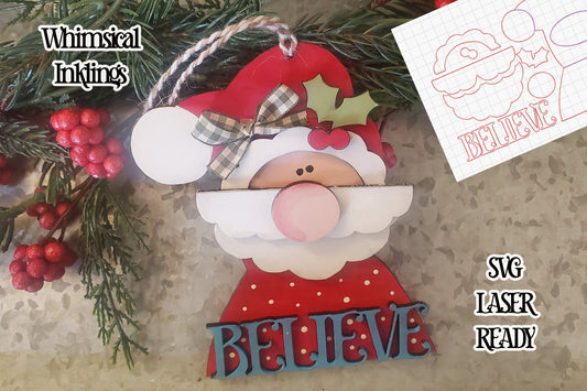 Believe Santa Ornament| Santa Claus SVG| Laser Cut Santa Ornament| Glow Forge| Ornament SVG