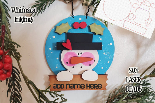 Snowman Sign Ornament SVG| Snowman Ornament| Laser Ready Snowman|Whimsical Snowman|