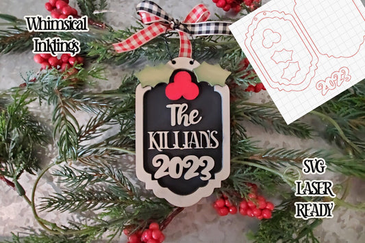 Holly Family Name Ornament SVG| Laser Cut  Ornament| Glow Forge| Ornament SVG| Ornament To personalize