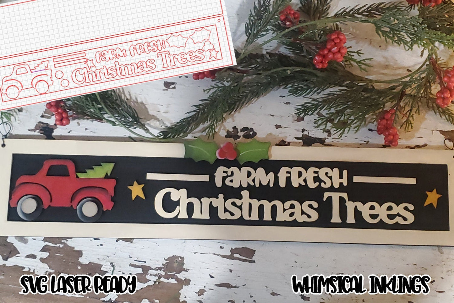 Farm Fresh Christmas Trees Sign SVG| Christmas SVG| Laser Cut Christmas Sign| Glow forge| Christmas Sign