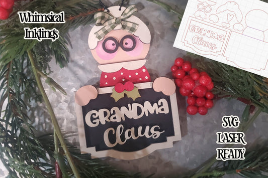 Grandma Claus Ornament |Mrs.Claus SVG| Laser CutMrs. Claus Ornament| Glow Forge| Ornament SVG