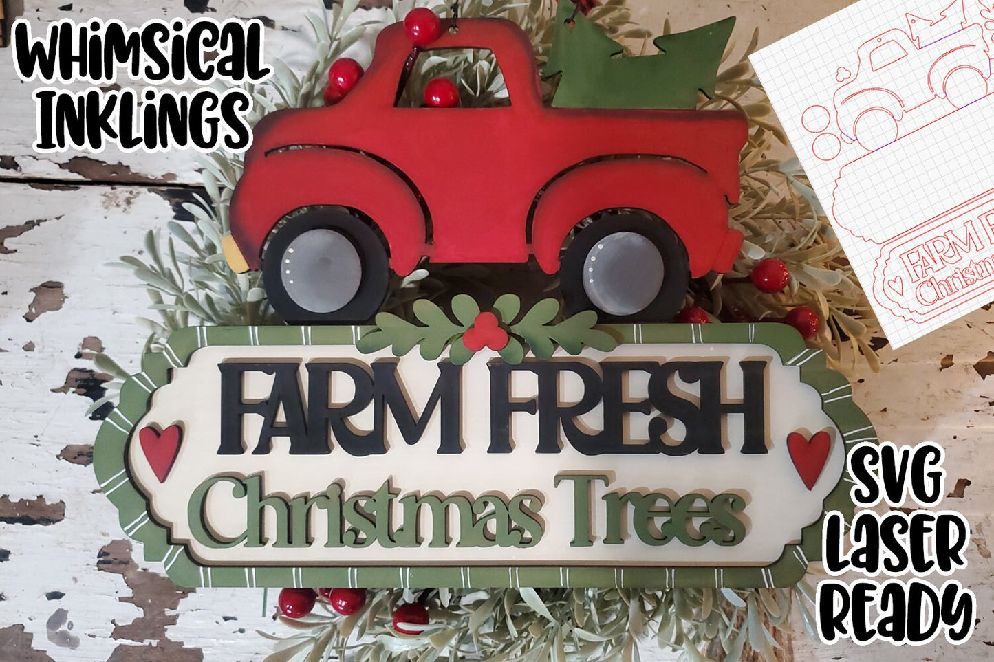 Vintage Truck Christmas Trees Sign SVG| Christmas SVG| Laser Cut Christmas Sign| Glow forge| Christmas Sign |Vintage Red Truck