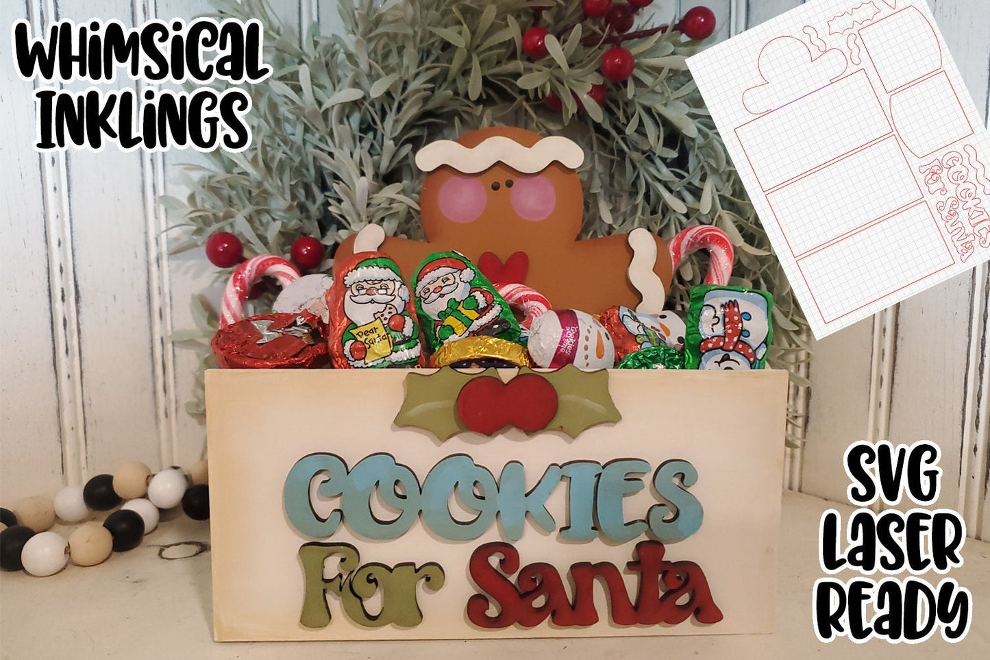 Cookies For Santa Treat Box SVG| Santa Claus SVG| Laser Cut Gingerbread Box| Glow forge| Box SVG