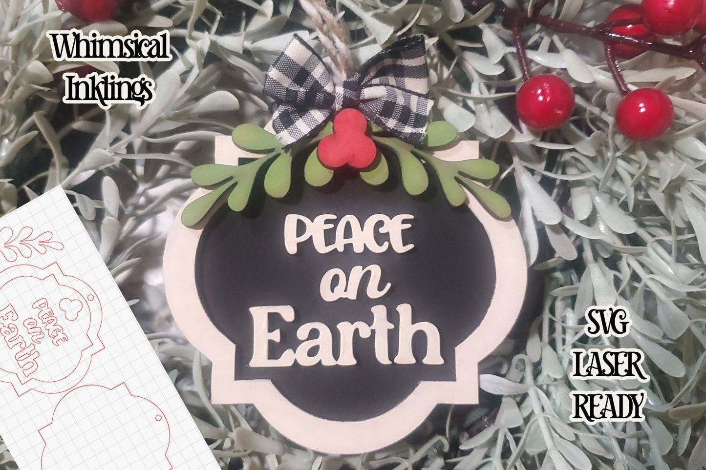 Peace On Earth Ornament SVG| Laser Cut  Ornament| Glow Forge| Ornament SVG| Glowforge Ornament