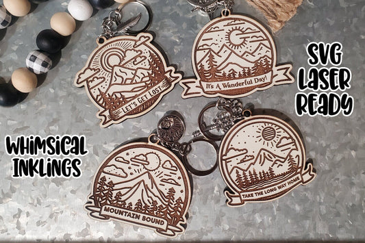 Mountain Bound SVG Collection| Cow SVG| Laser Cut Keychain| Glow forge| Magnet SVG| Adventure Keychain