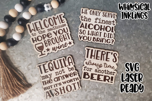 Happy Hour Funny  Alcohol Fridge Magnet SVG Collection| Cow SVG| Laser Cut Magnet| Glow forge| Magnet SVG| Glowforge Magnet