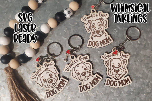 Worlds Best Dog Mom Laser SVG Collection| Cow SVG| Laser Cut Keychain| Glow forge| Magnet SVG| Dog Mom Keychain