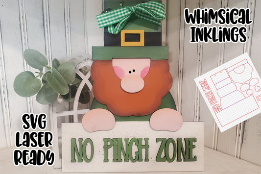 No Pinch  Zone- Leprechaun Laser Ready SVG| Leprechaun Tags SVG| Glowforge Leprechaun| Saint Patrick's Day SVG